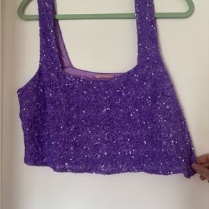 Purple Sequin Crop Top - XL - Show me your Mumu